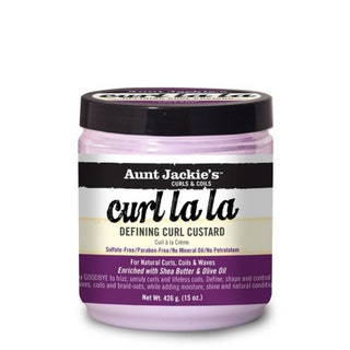 jar of Aunt Jackie's Curl La La Defining Curl Custard on white background