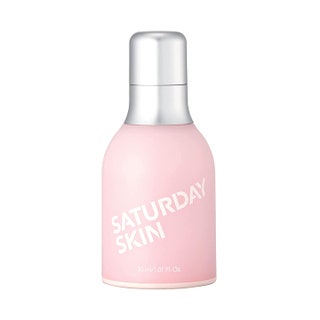 Saturday Skin Wide Awake Brightening Eye Cream in pink spray bottle on white background