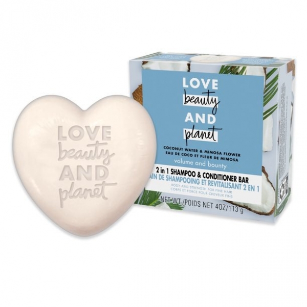 Love Beauty and Planet Coconut Water Shampoo + Conditioner Bar on white background